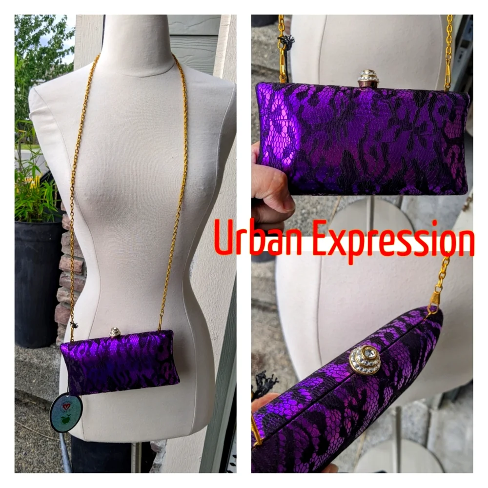 urban Expressions Purple lace night out purse - Picture 1 of 3